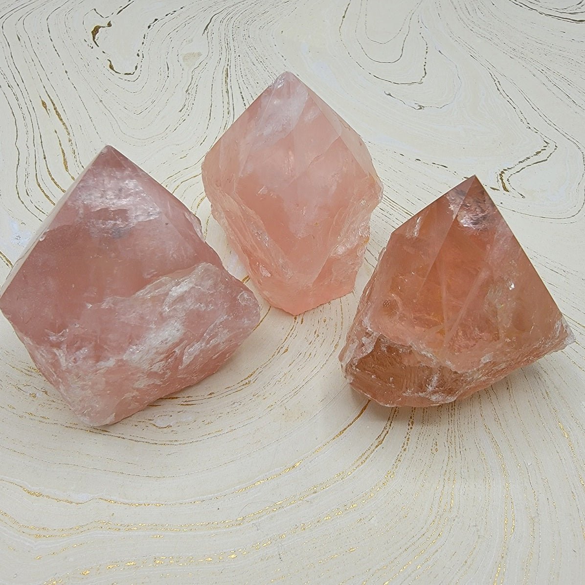 Rose Quartz Rough Points | Large - Spiral Circle