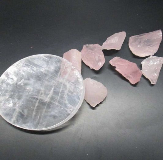 Round Clear Selenite Charging Plate - Spiral Circle