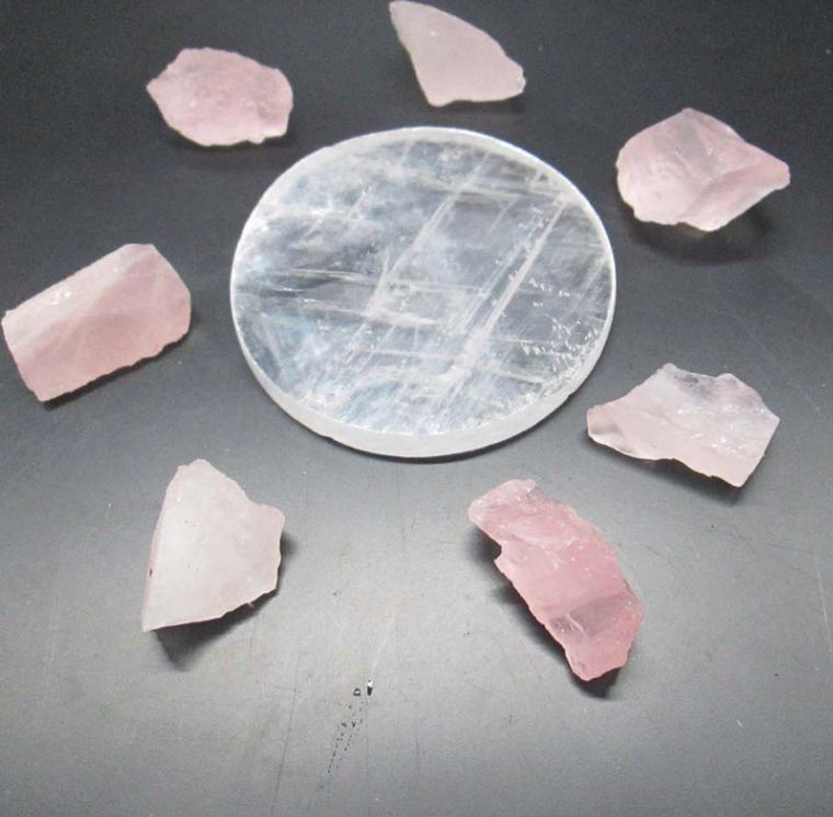 Round Clear Selenite Charging Plate - Spiral Circle