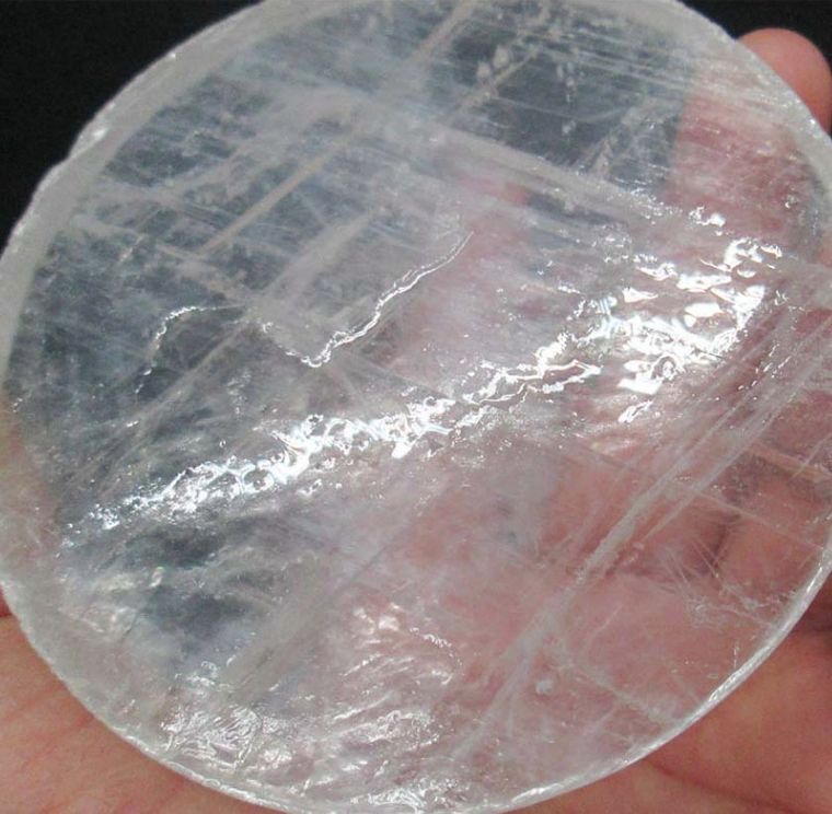 Round Clear Selenite Charging Plate - Spiral Circle