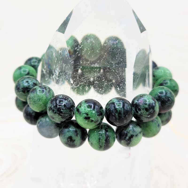 Ruby Zoisite Beaded Bracelet | Happiness | 12mm - Spiral Circle