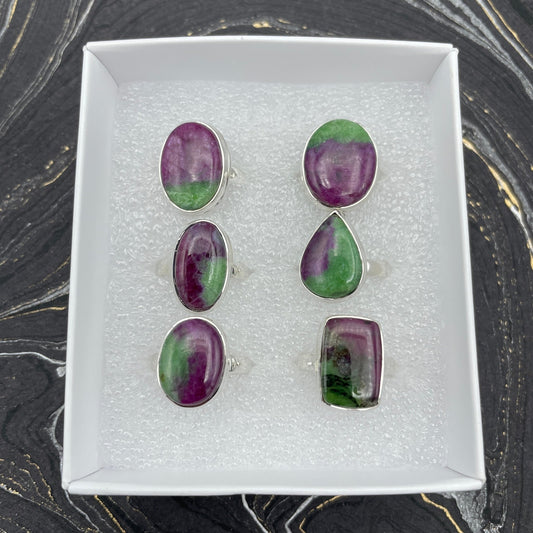 Ruby Zoisite Polished Ring | Sterling Silver - Spiral Circle