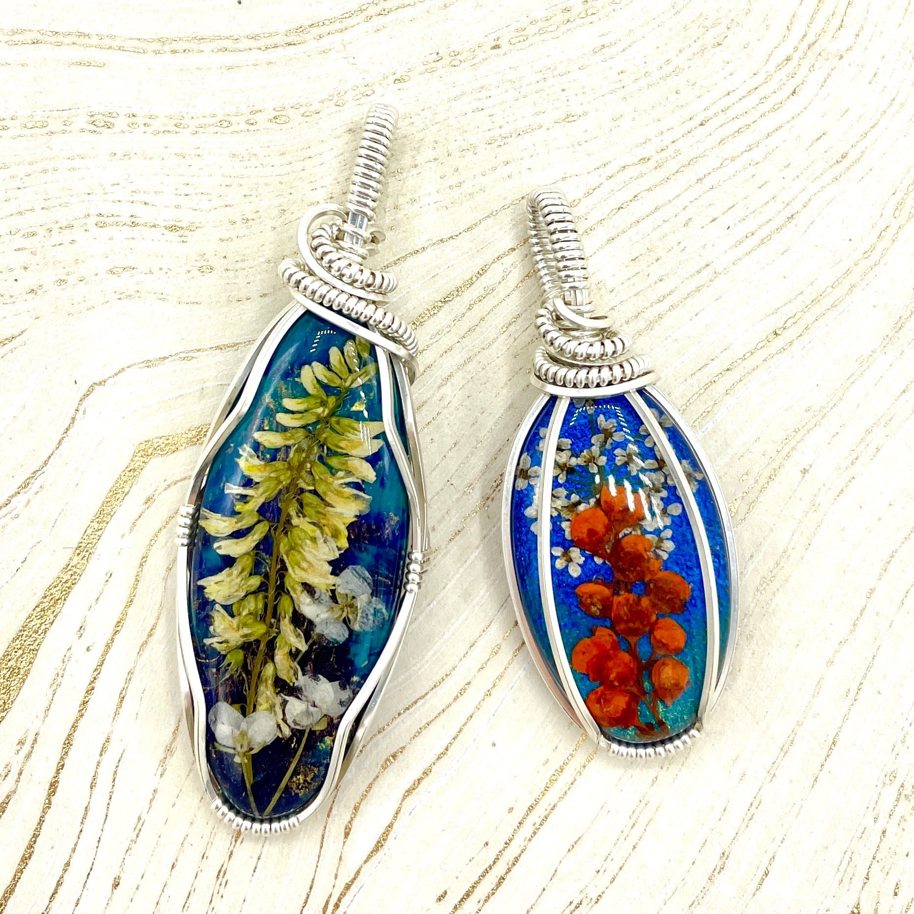 Russian Flowers Pendants | Sterling Silver - Spiral Circle