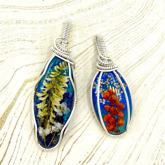 Russian Flowers Pendants | Sterling Silver - Spiral Circle