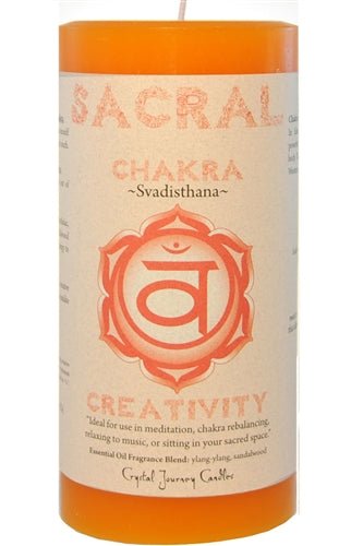 Sacral Chakra Pillar Candle | Reiki Charged - Spiral Circle