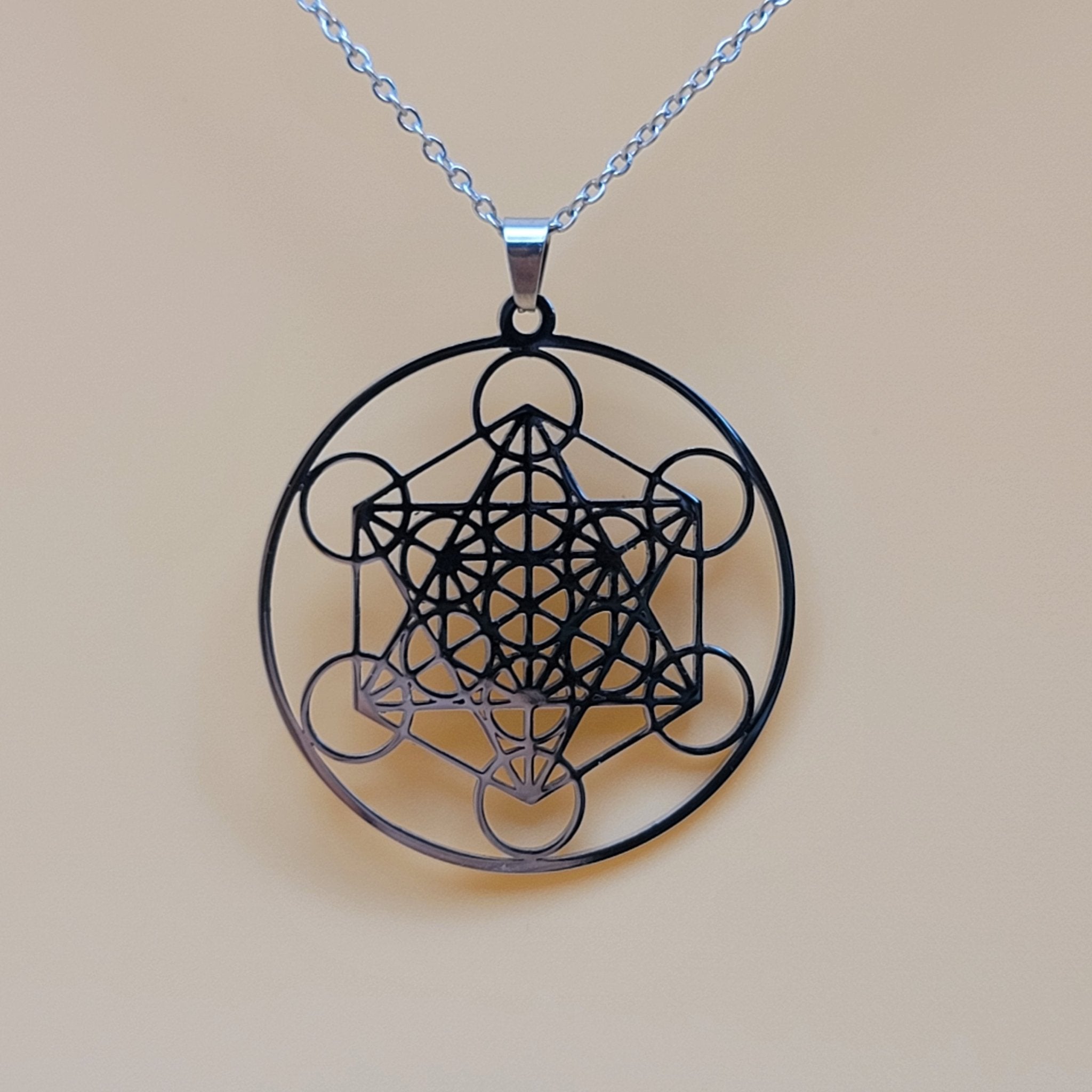 Sacred Geometry Metatron's Cube Necklace | Stainless Steel - Spiral Circle