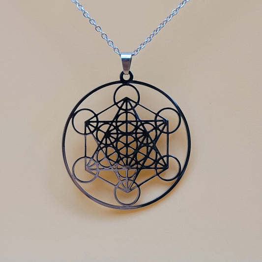 Sacred Geometry Metatron's Cube Necklace | Stainless Steel - Spiral Circle