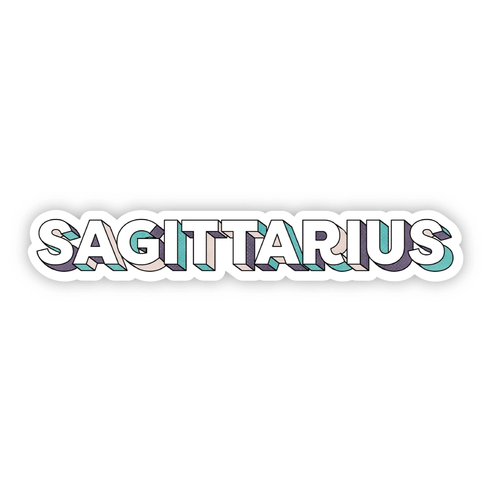 Sagittarius Lettering Zodiac Sticker - Spiral Circle