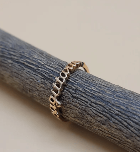 Sagittarius | Zodiac Cursive Ring | Brass & 18k Gold Plated - Spiral Circle