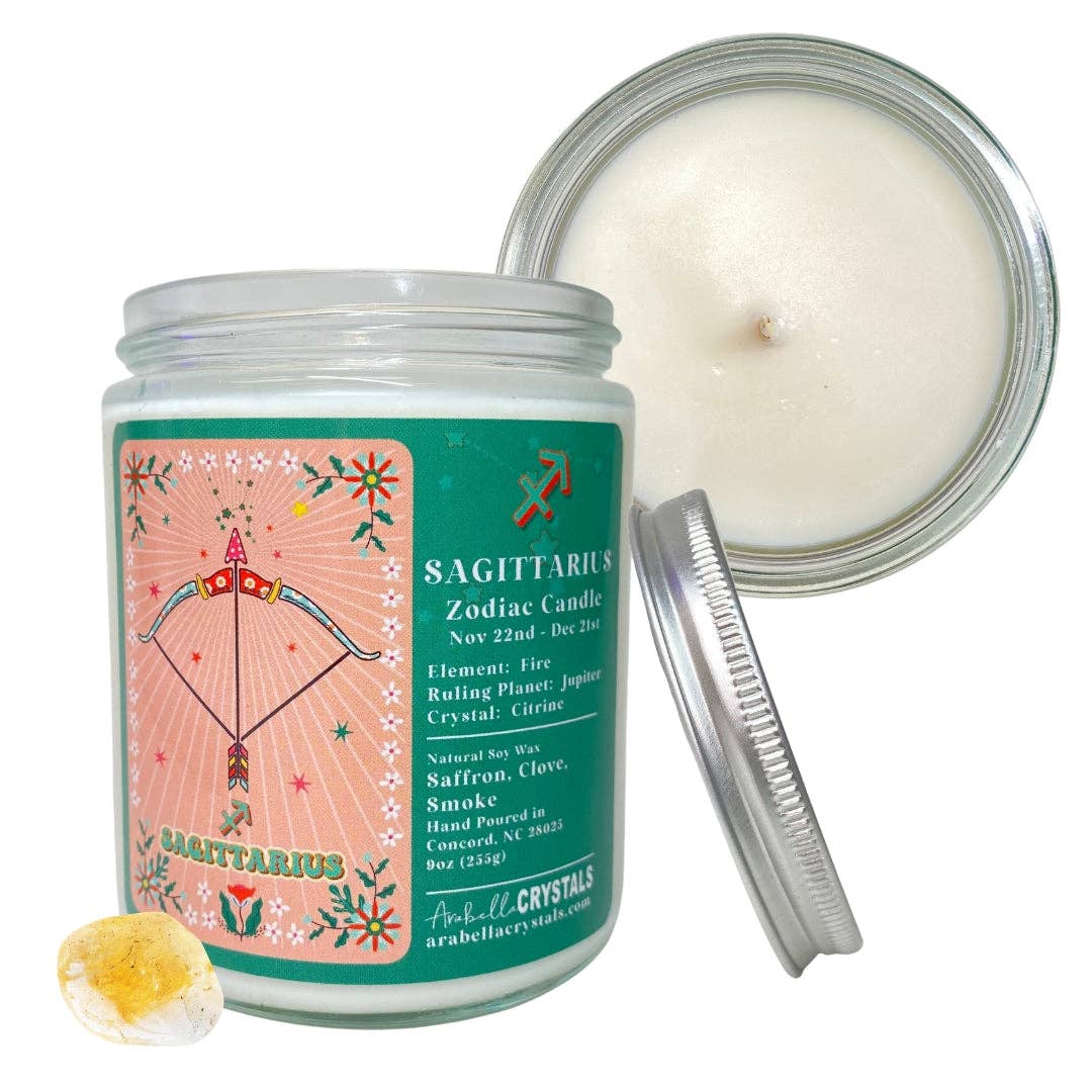 Sagittarius Zodiac Jar Candle - Spiral Circle