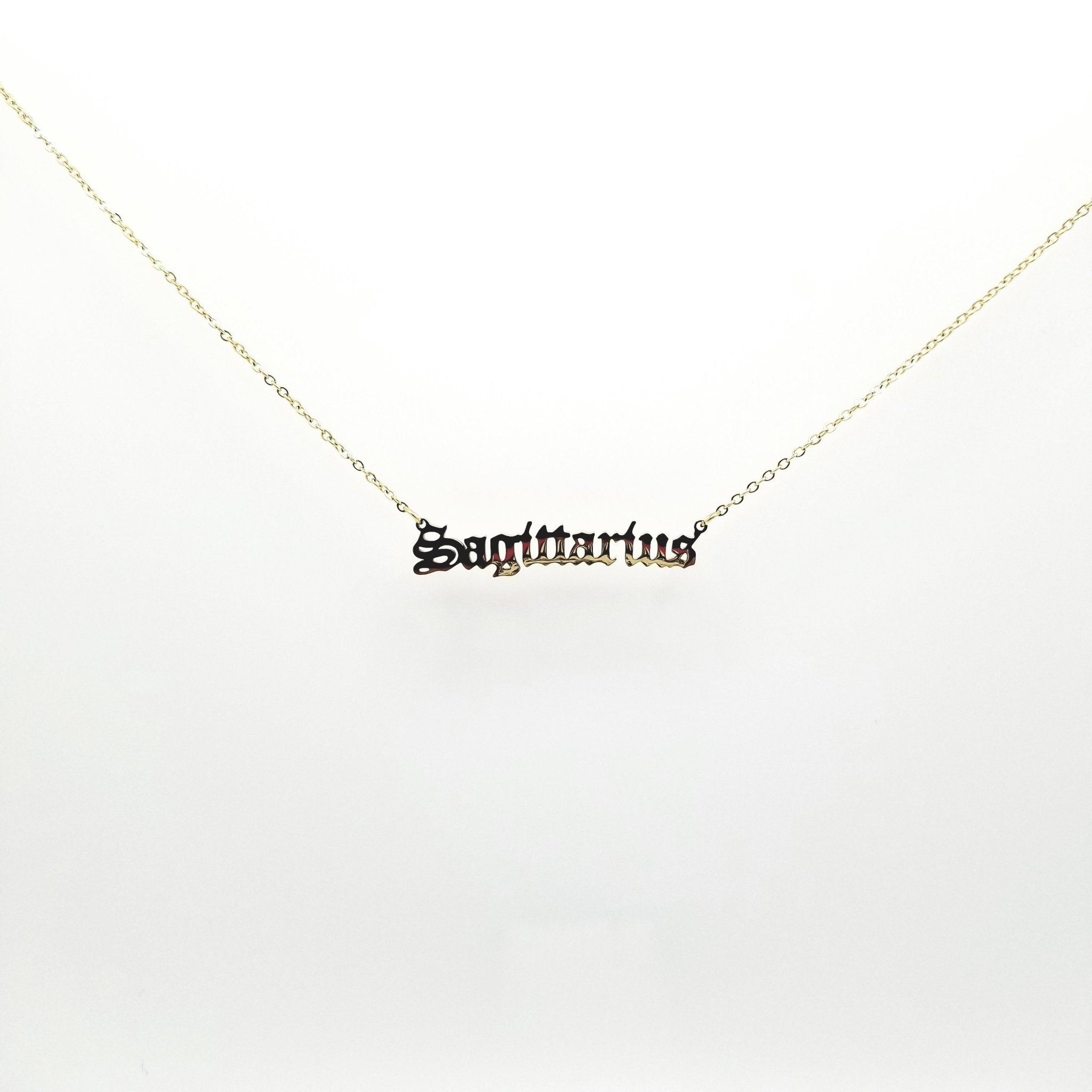 Sagittarius Zodiac Name Necklaces| 18k Gold Plated - Spiral Circle