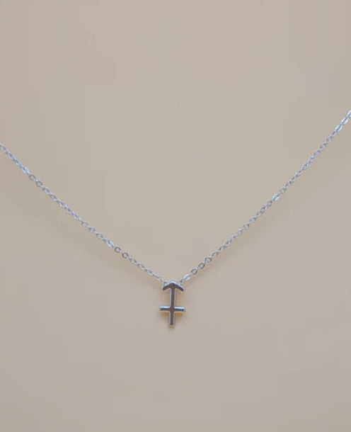 Sagittarius Zodiac Symbol Pendant Necklace | Silver Plated - Spiral Circle