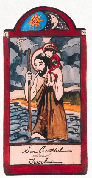 San Cristobal | Travelers, Truck Drivers, Nightmares & Drowning Wooden Pocket Plaque - Spiral Circle