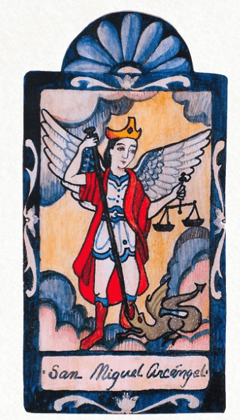 San Miguel l Soldiers, Police, Children & Protection | Wooden Pocket Plaque - Spiral Circle