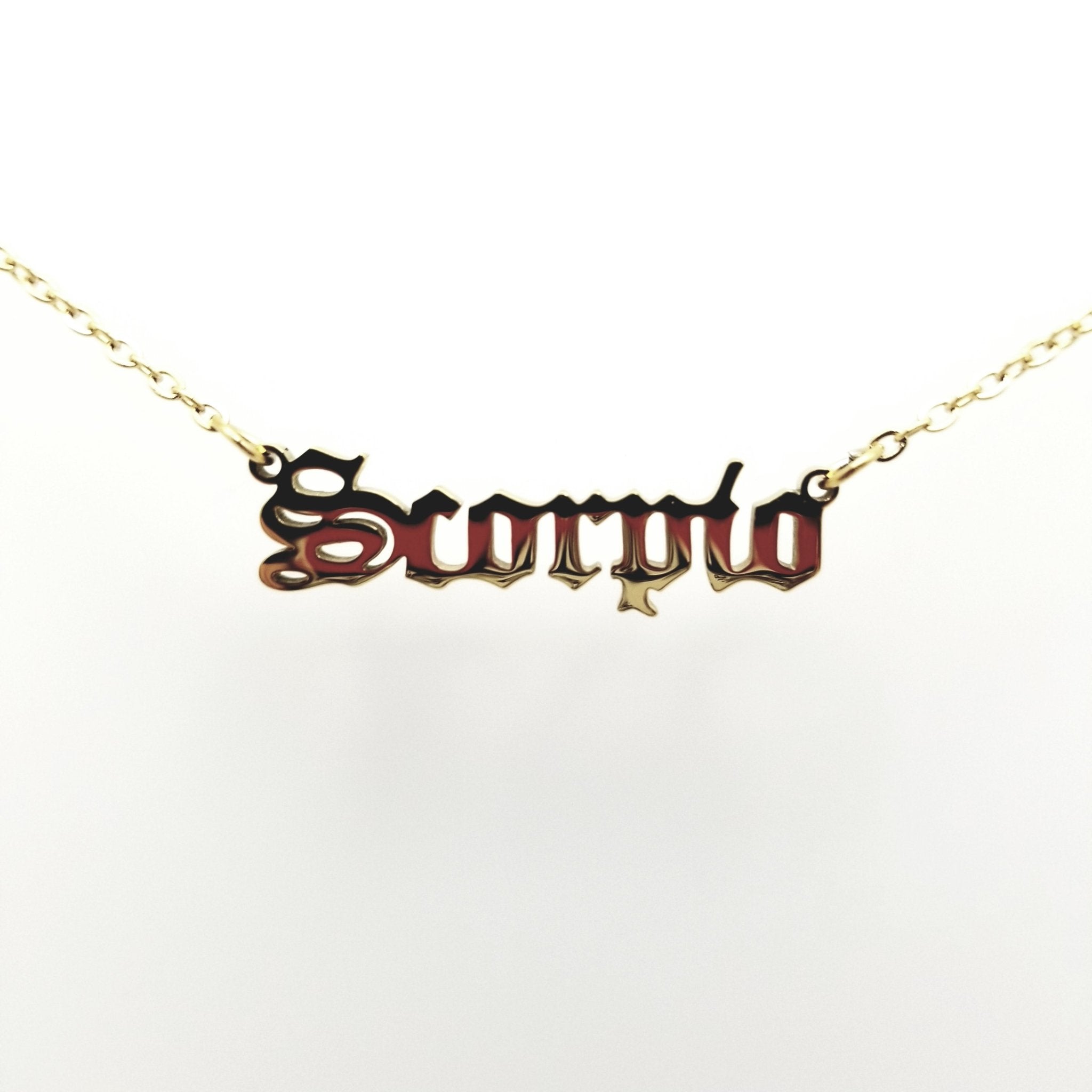 Scorpio Zodiac Name Necklaces| 18k Gold Plated - Spiral Circle