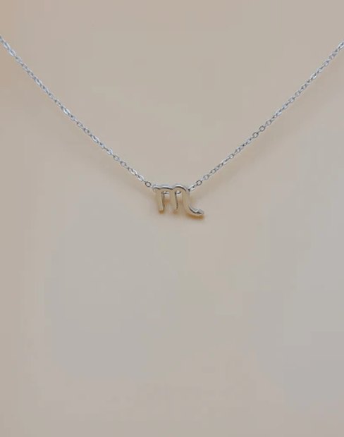 Scorpio Zodiac Symbol Pendant Necklace | Silver Plated - Spiral Circle