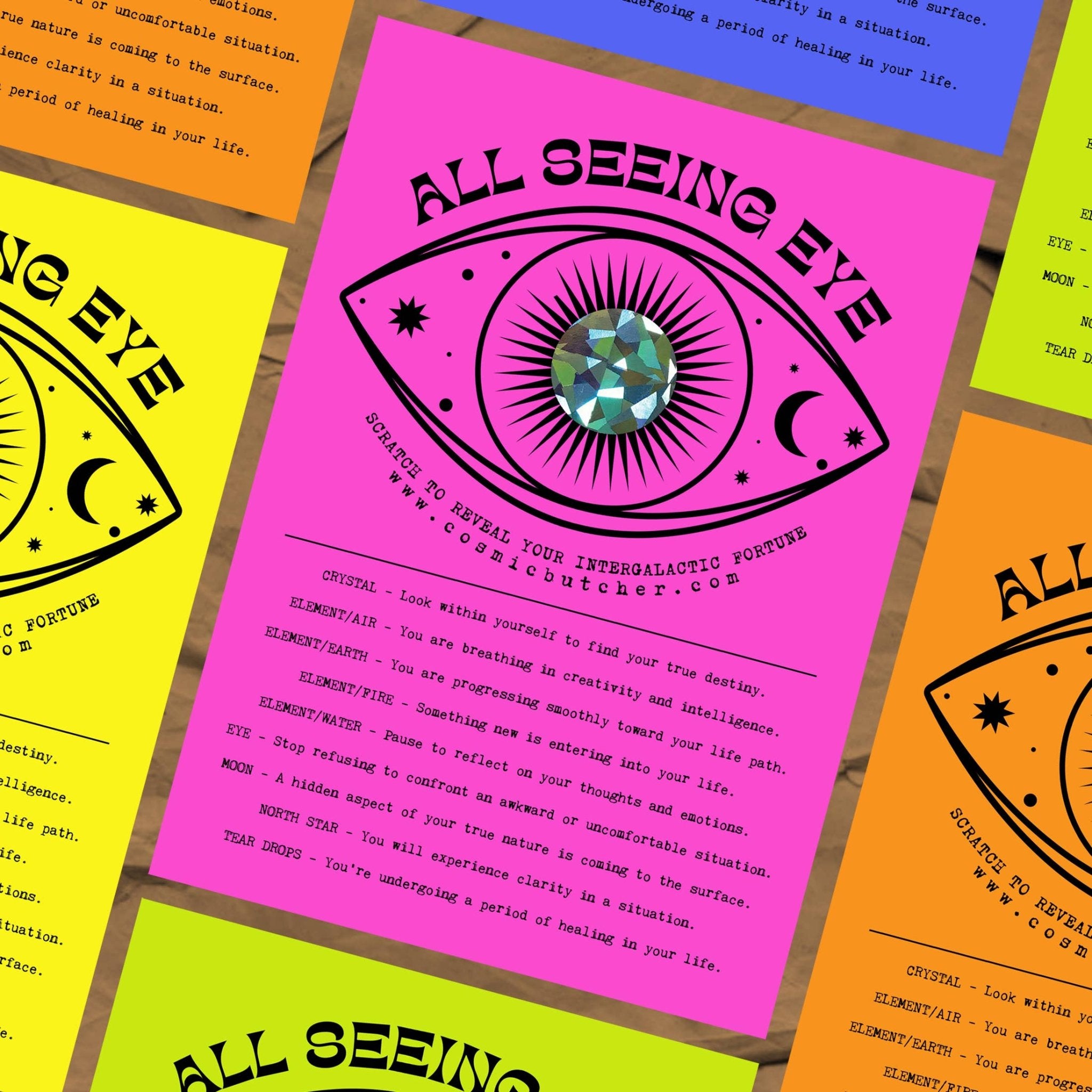 Scratch Off "ALL SEEING EYE" Fortune Affirmation Art Card - Spiral Circle