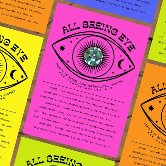 Scratch Off "ALL SEEING EYE" Fortune Affirmation Art Card - Spiral Circle
