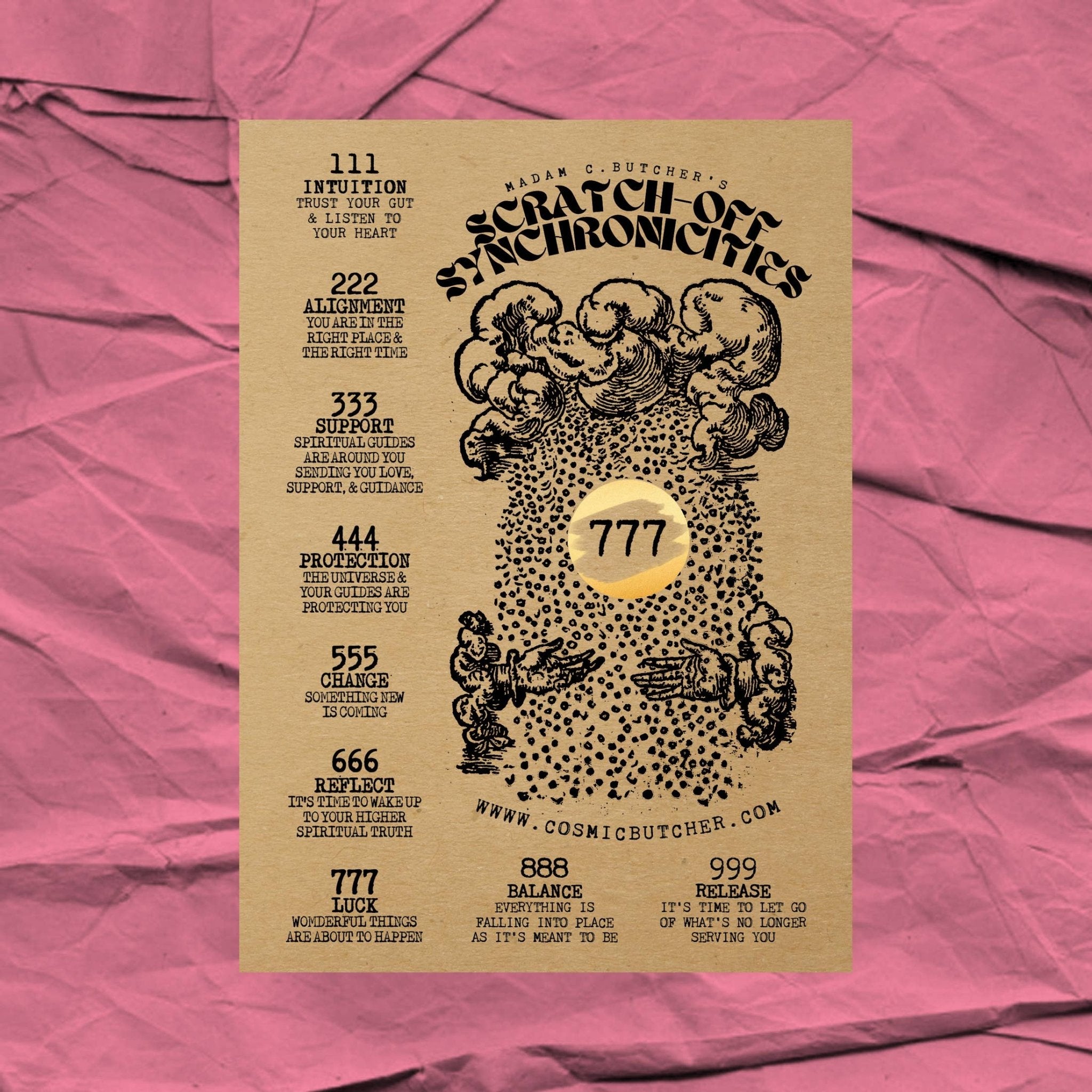 Scratch Off Angel Number Affirmation Card | Novelty Card - Spiral Circle