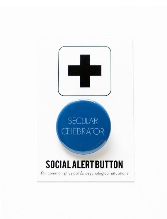SECULAR CELEBRATOR holiday button - Spiral Circle