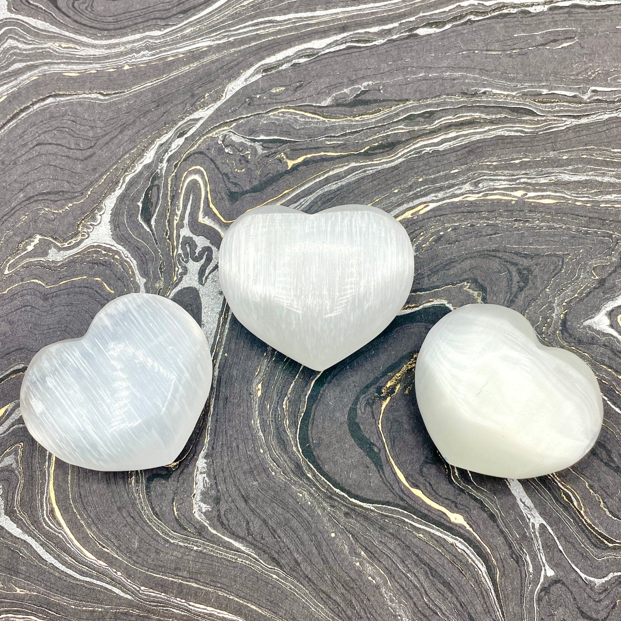 Selenite Hearts - Spiral Circle