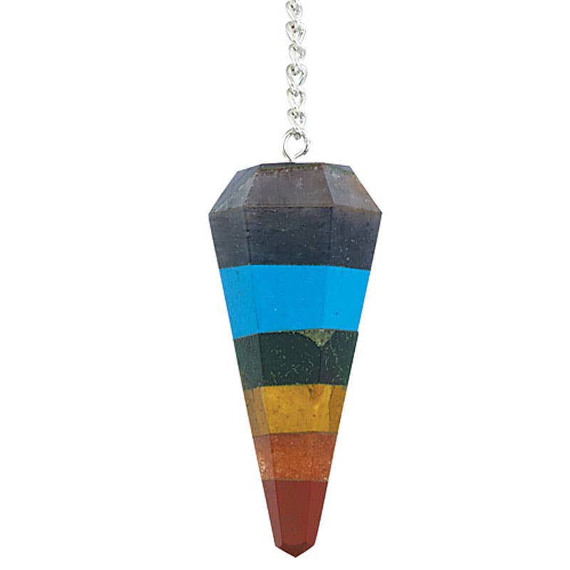 Seven Chakra Beads Pendulum - Spiral Circle