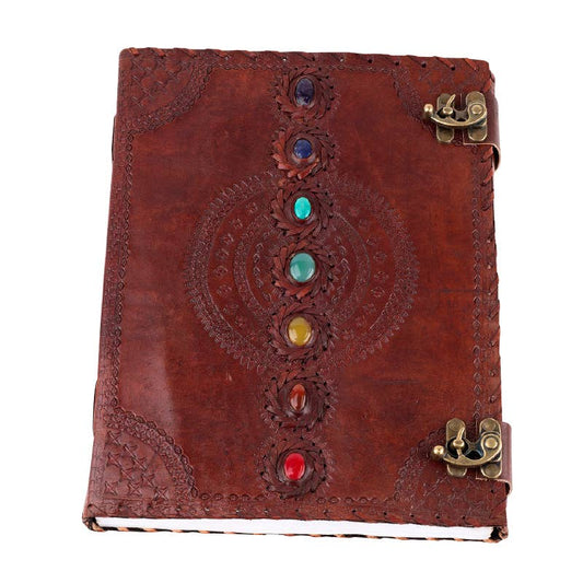 Seven Chakra Leather Journal - Spiral Circle