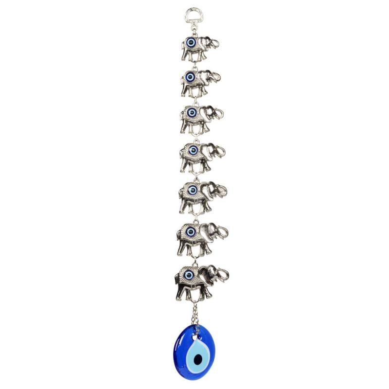 Seven Elephants Evil Eye Wall Decoration - Spiral Circle