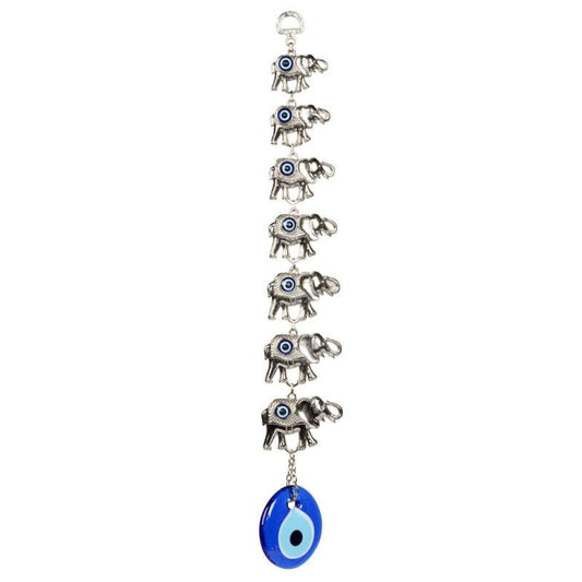 Seven Elephants Evil Eye Wall Decoration - Spiral Circle