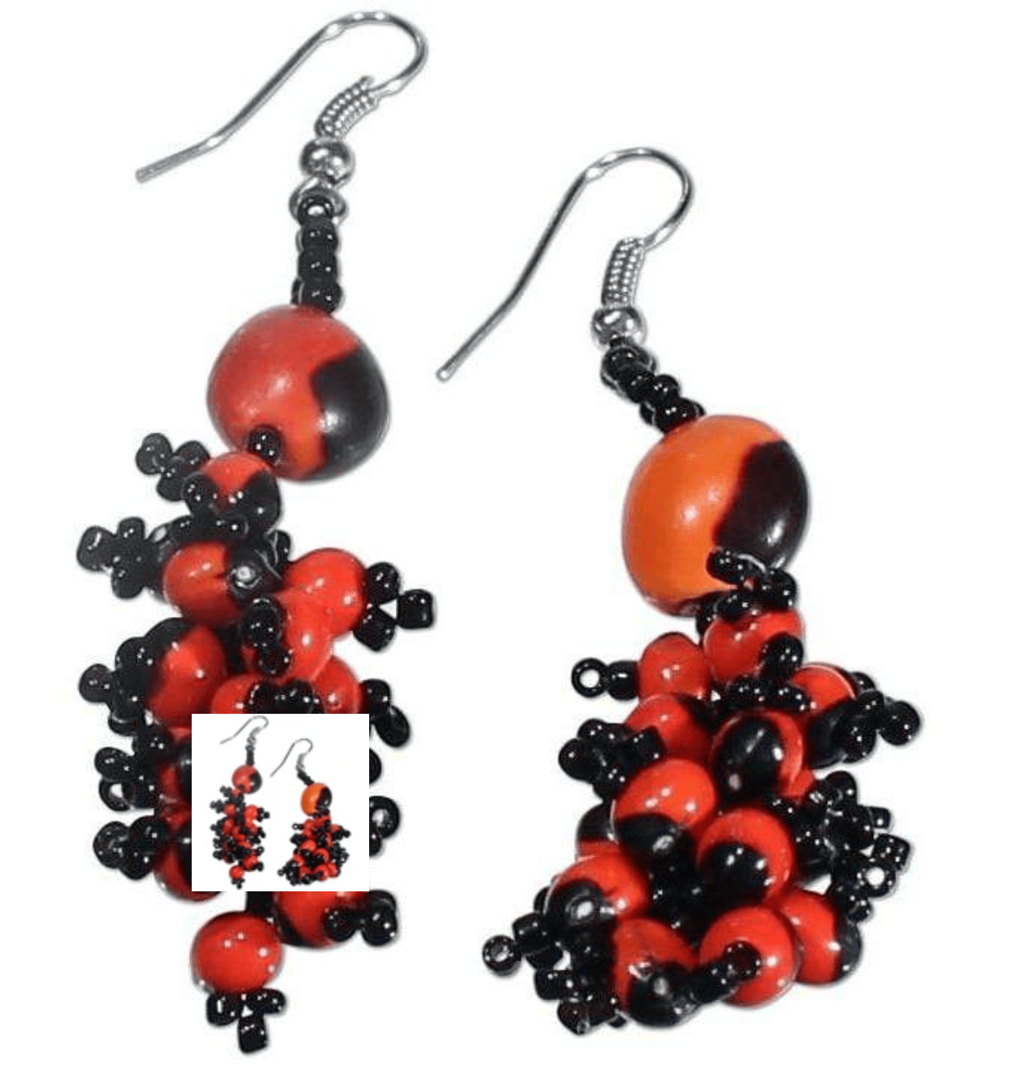 Shipibo Amazon Seed Bead Earrings - Spiral Circle