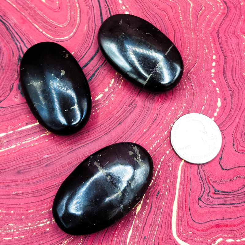 Shungite Mini Palm Stones - Spiral Circle