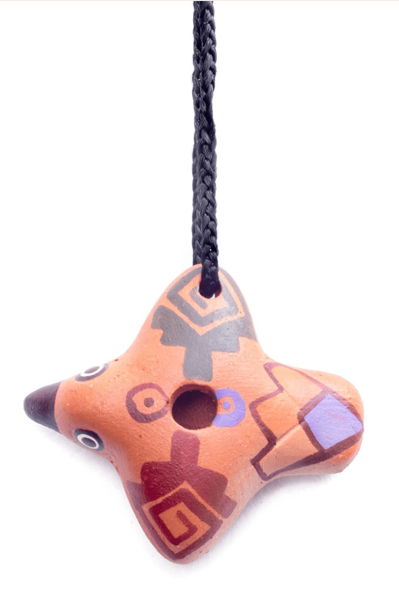 Singing Bird Clay Whistle on Cord - Spiral Circle
