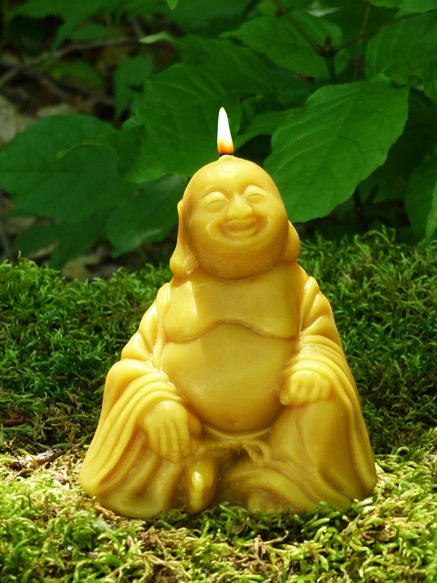 Sitting Buddha Candle | Yellow| Beeswax - Spiral Circle