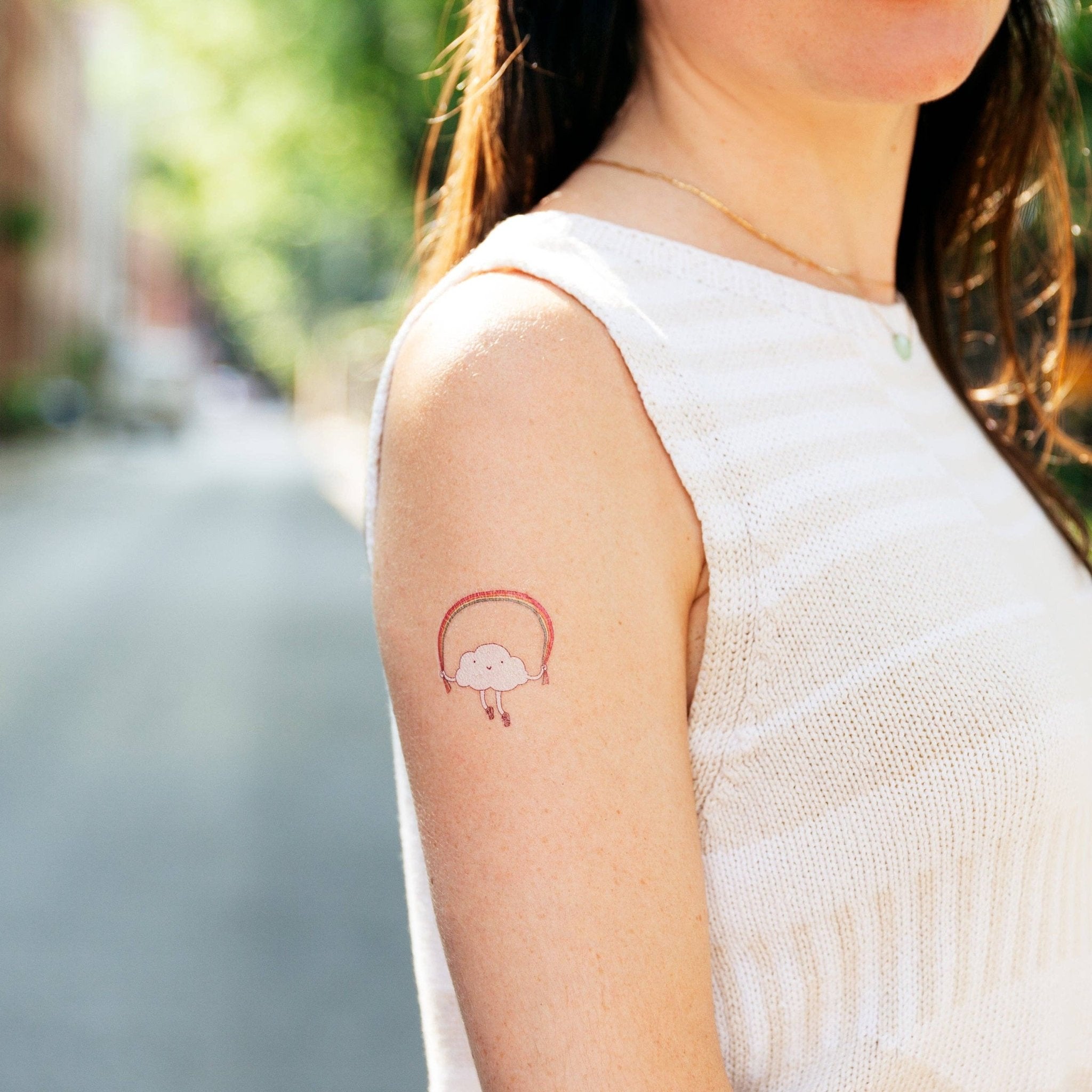 Skipping Rainbow Tattoo Pair - Spiral Circle