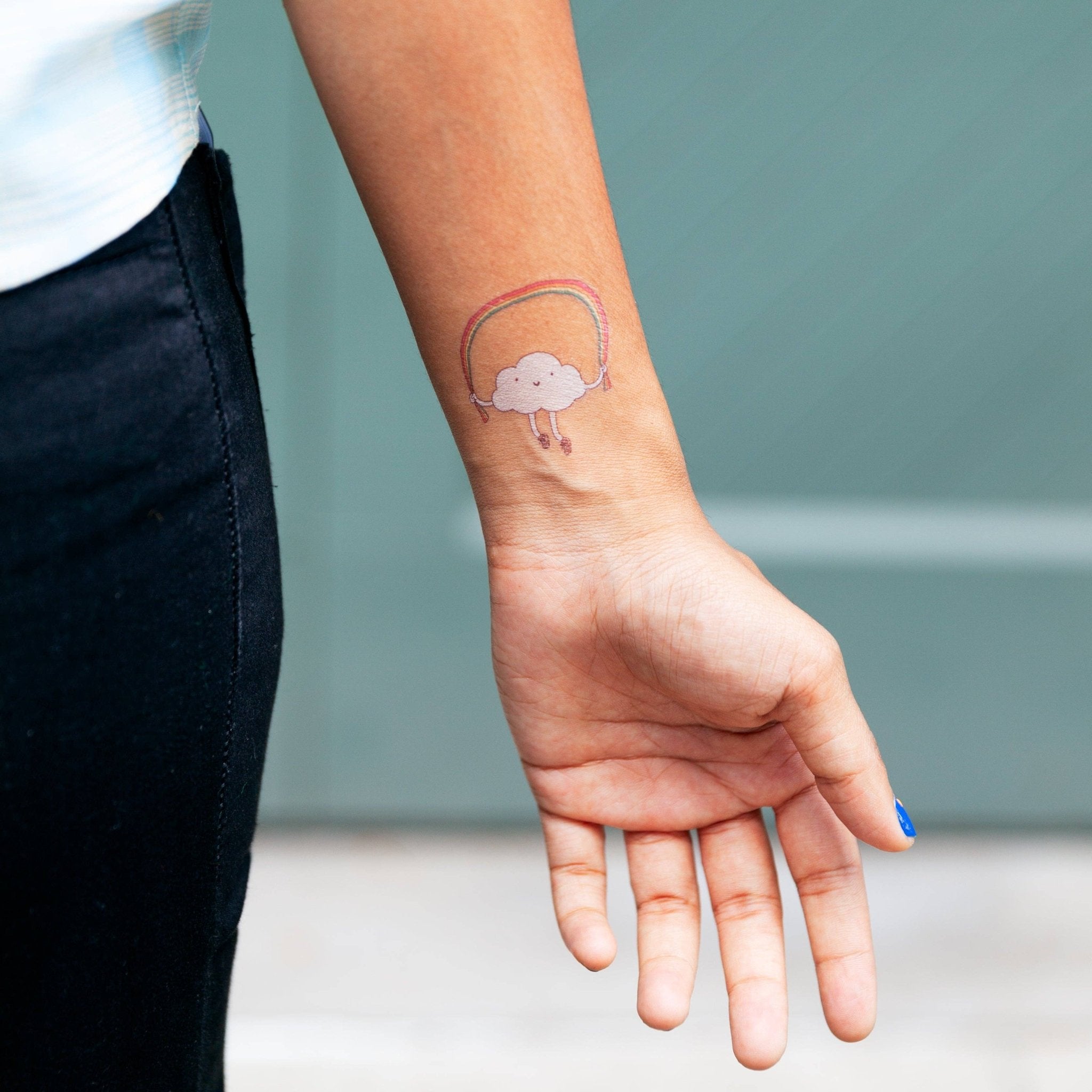 Skipping Rainbow Tattoo Pair - Spiral Circle
