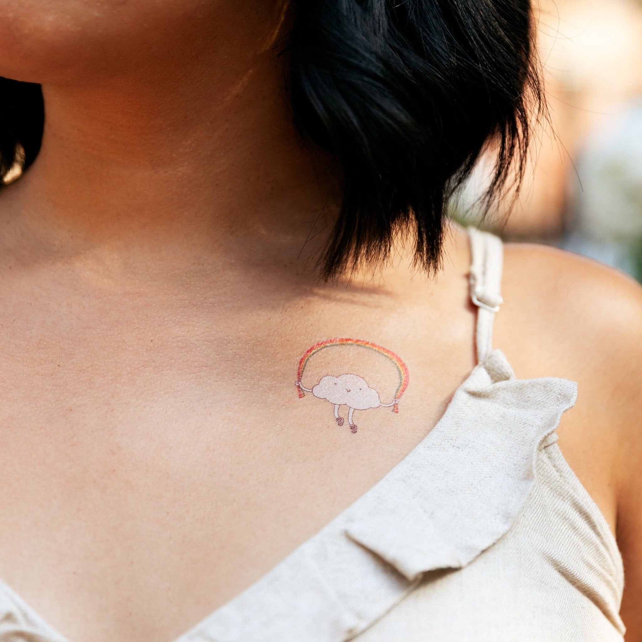 Skipping Rainbow Tattoo Pair - Spiral Circle