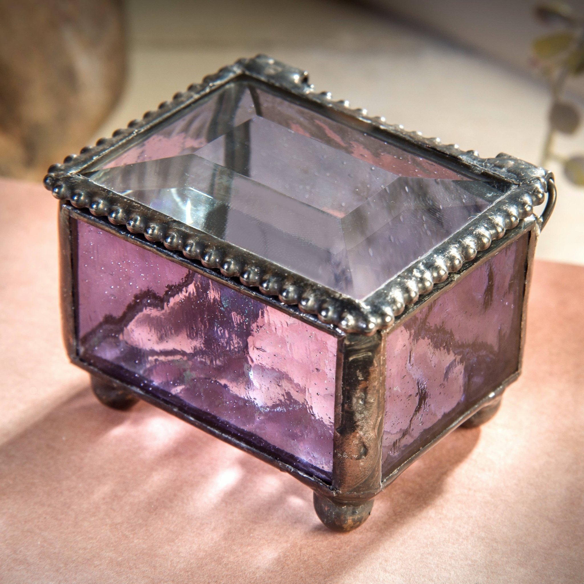 Small Stained Glass Ring Box | Purple - Spiral Circle