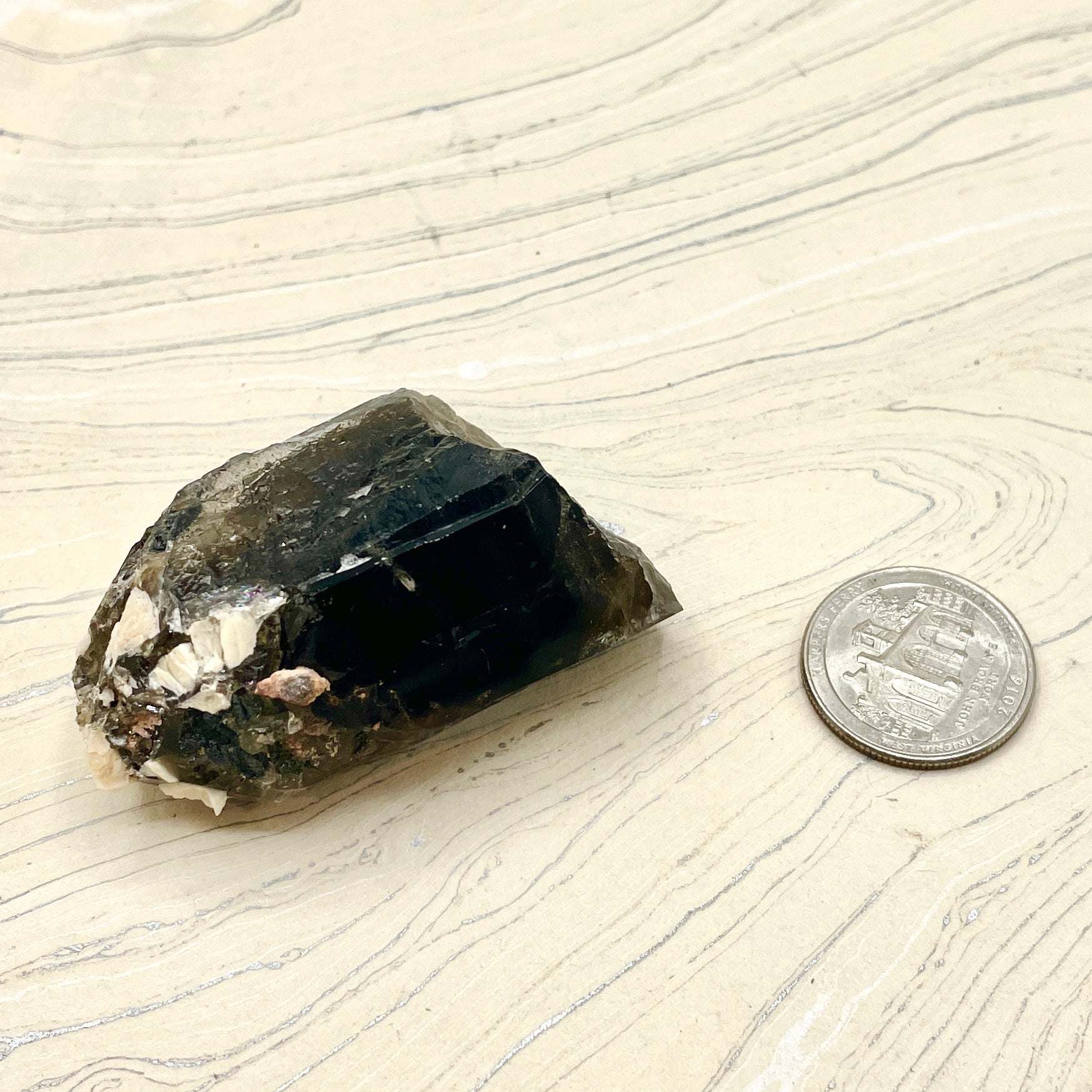 Smokey Quartz, Aegirine, & Feldspar Cluster - Spiral Circle