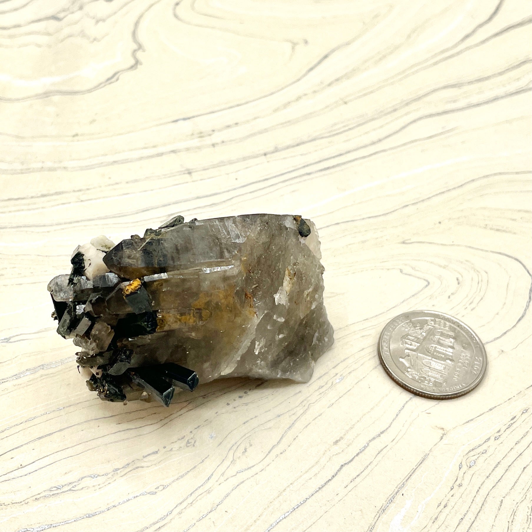 Smokey Quartz, Aegirine, & Feldspar Cluster - Spiral Circle
