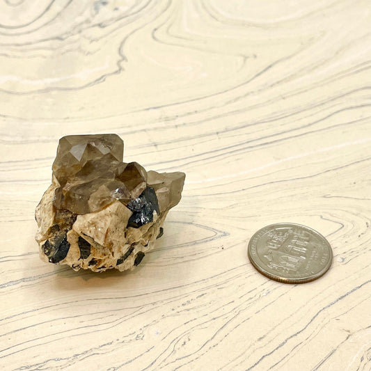 Smokey Quartz, Aegirine, & Feldspar Cluster - Spiral Circle