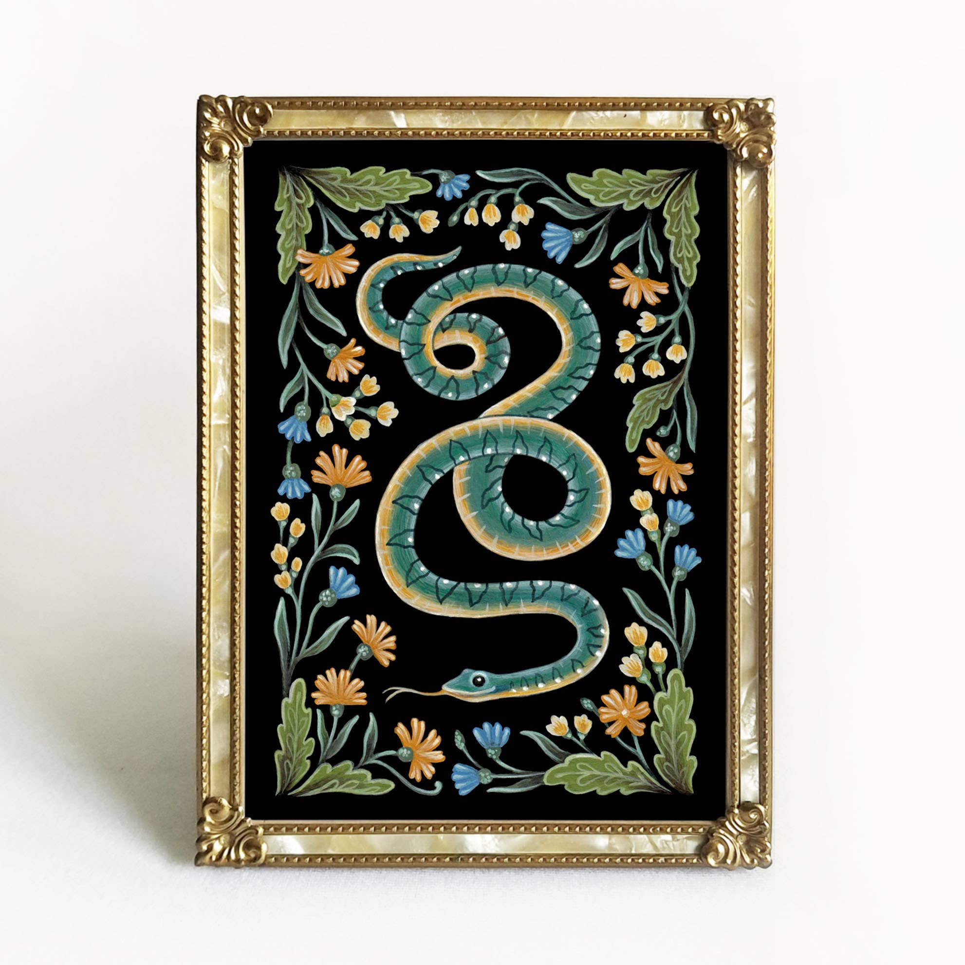 Snake Art Print Folk Decor - Spiral Circle