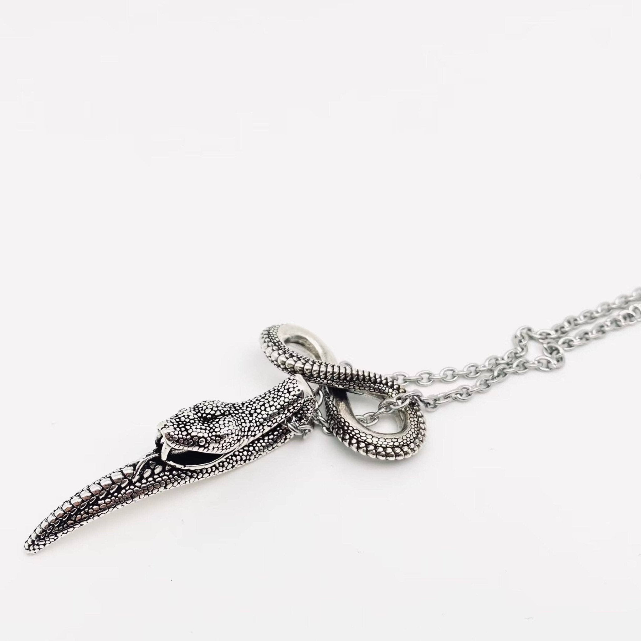 Snake Scale Pendant Necklace - Spiral Circle