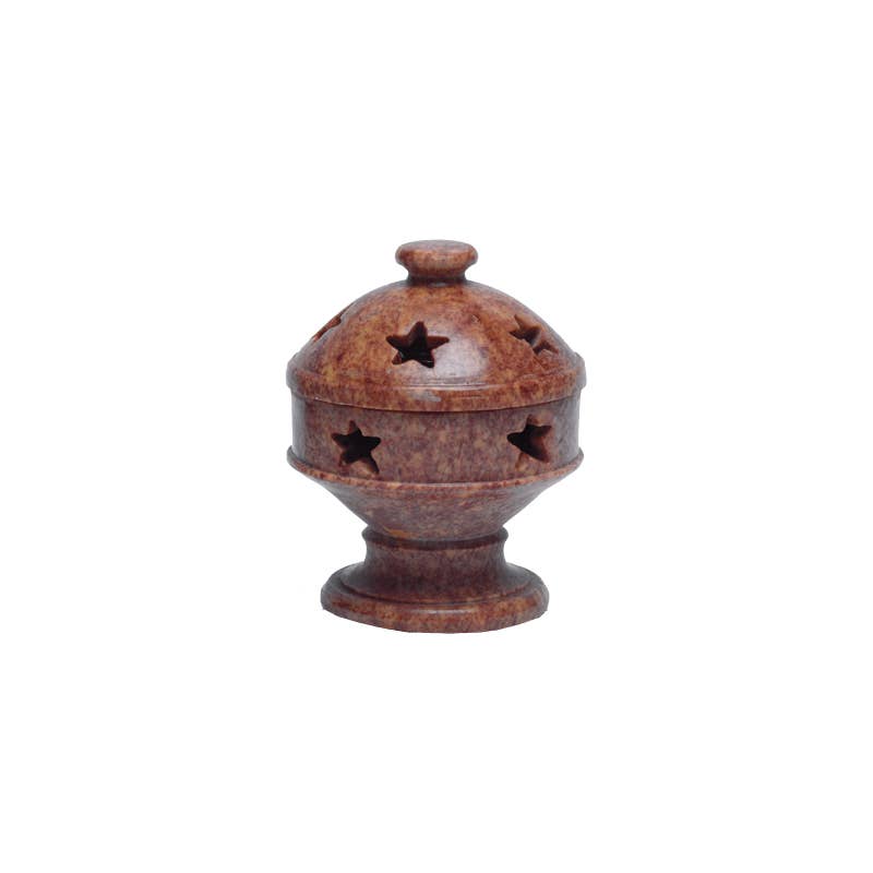 Soapstone Cone Incense Burner - Spiral Circle