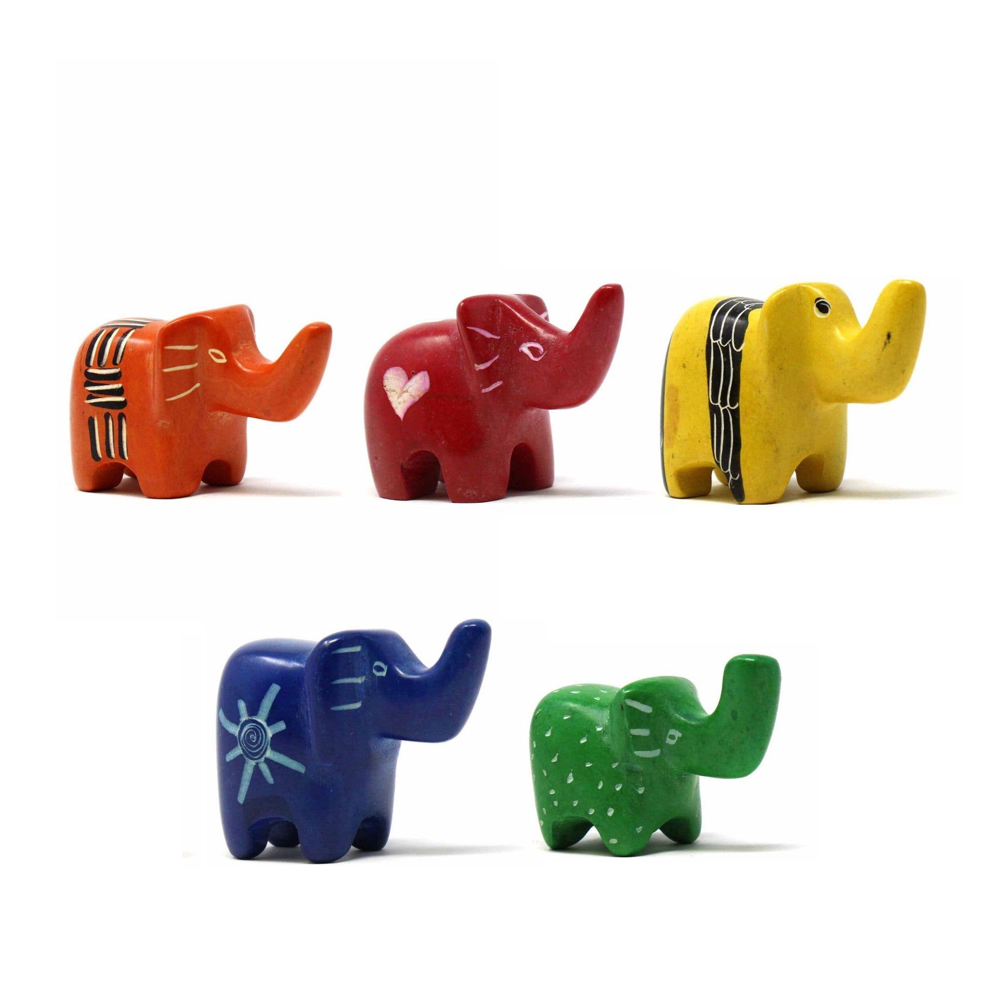 Soapstone Tiny Elephants - Assorted Colors - Spiral Circle