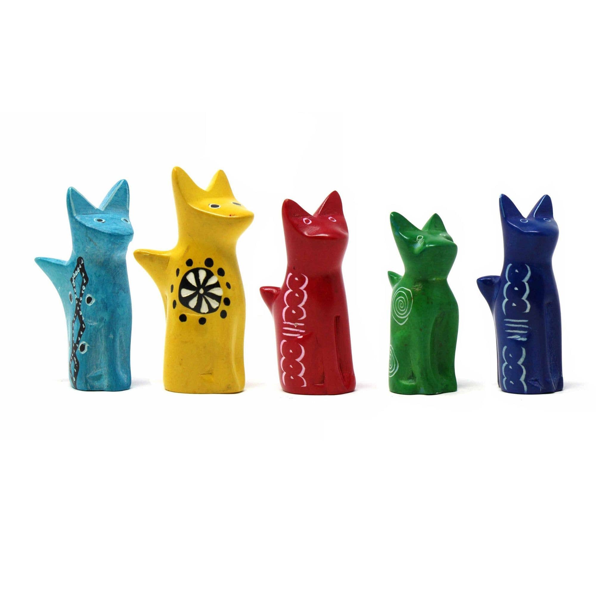 Soapstone Tiny Sitting Cats - Assorted Pack of 5 Colors TEMPLATE - Spiral Circle