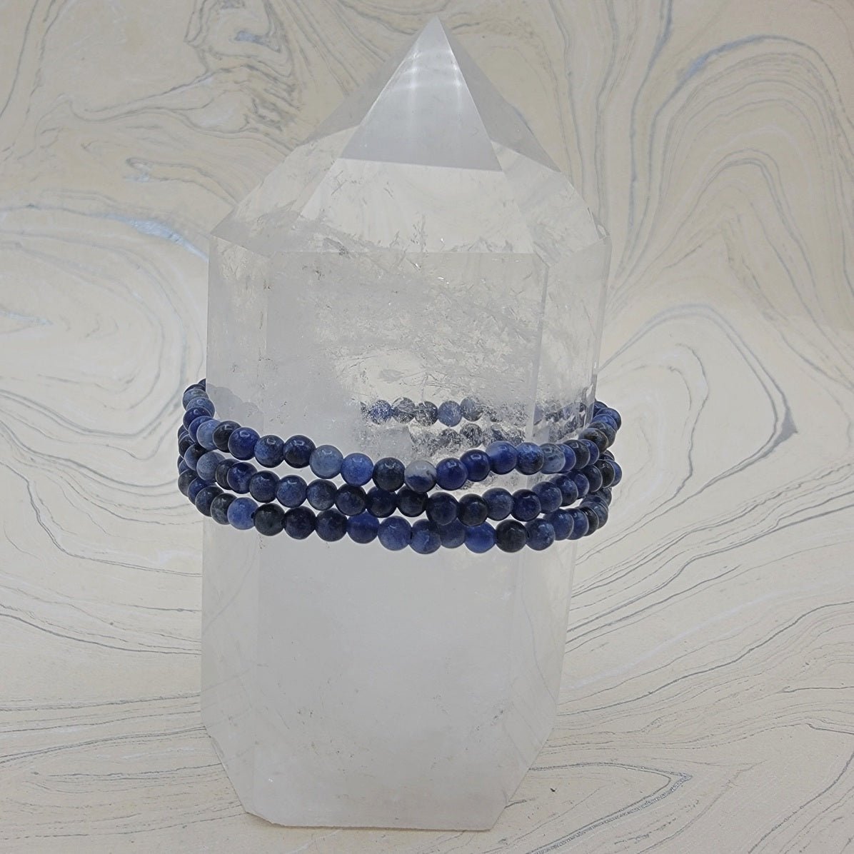 Sodalite | Intuition and Truth | Stone Beaded Bracelet | 4mm - Spiral Circle