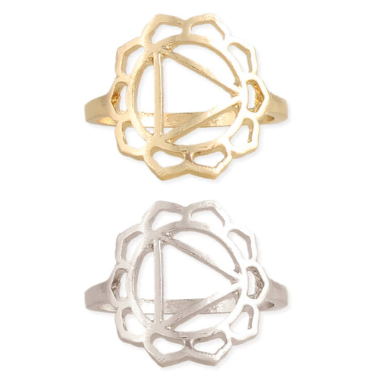 Solar Plexus Chakra Healing Symbol Ring - Spiral Circle