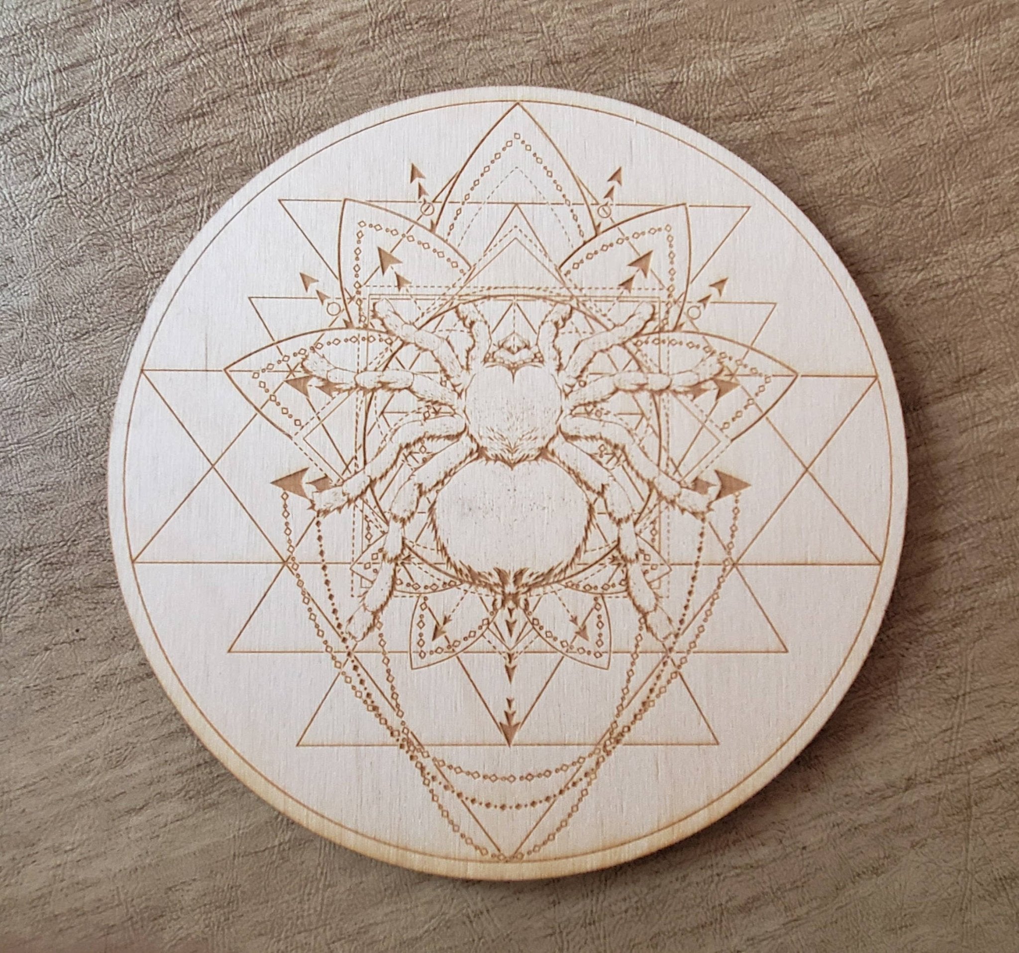 Spider Sri Yantra Crystal Grid | 6 inches - Spiral Circle