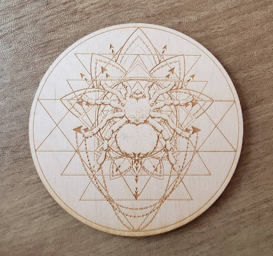 Spider Sri Yantra Crystal Grid | 6 inches - Spiral Circle