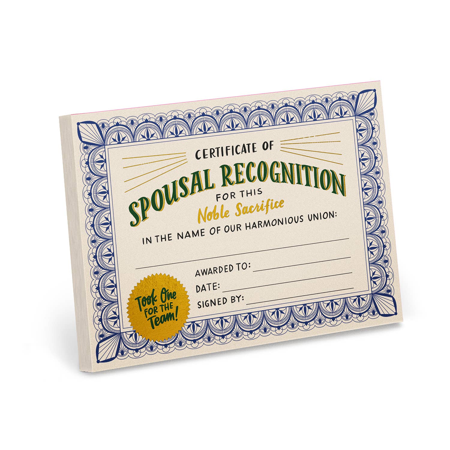 Spousal Recognition Certificate Notepad (Refresh) - Spiral Circle
